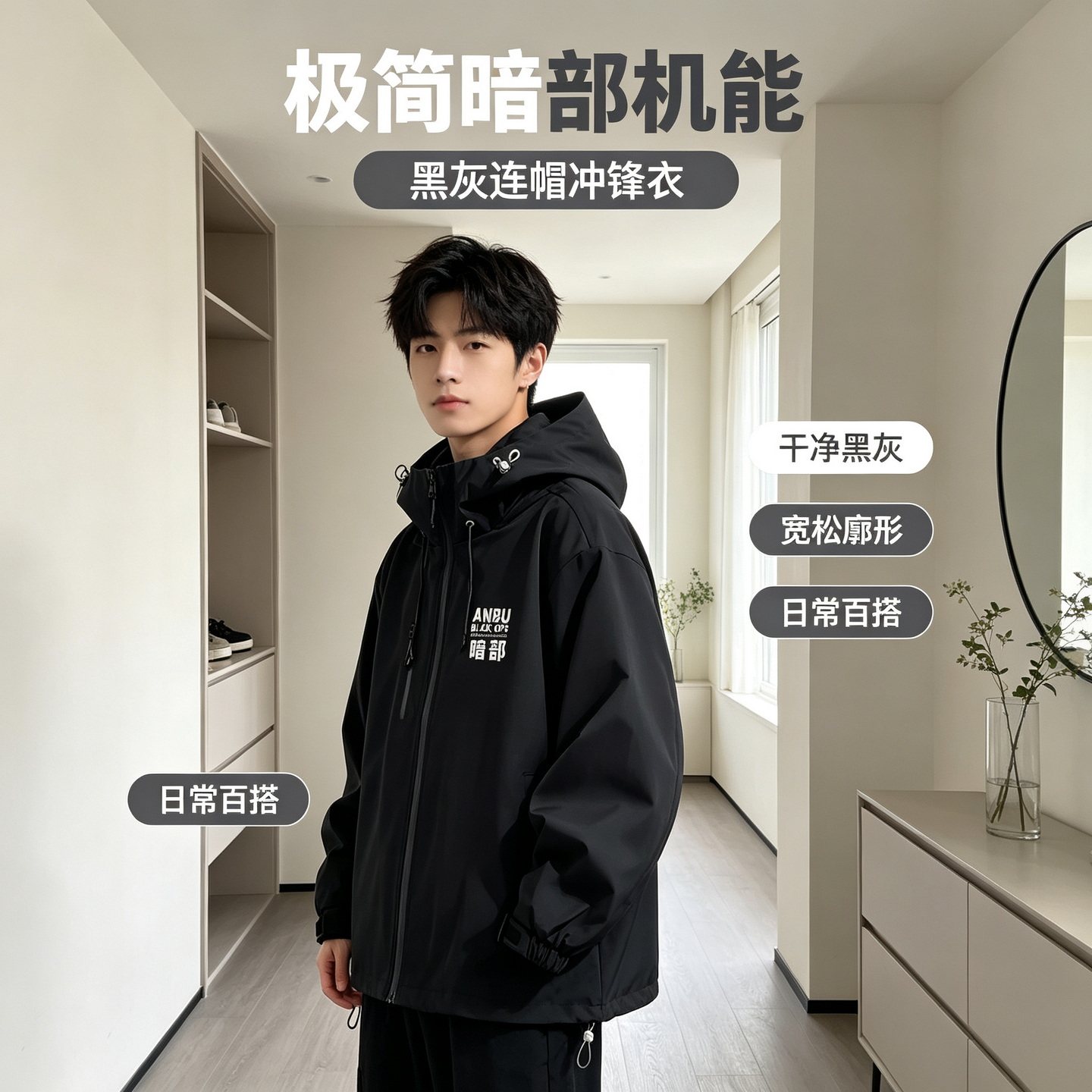连帽秋冬新款宽松防风冲锋衣