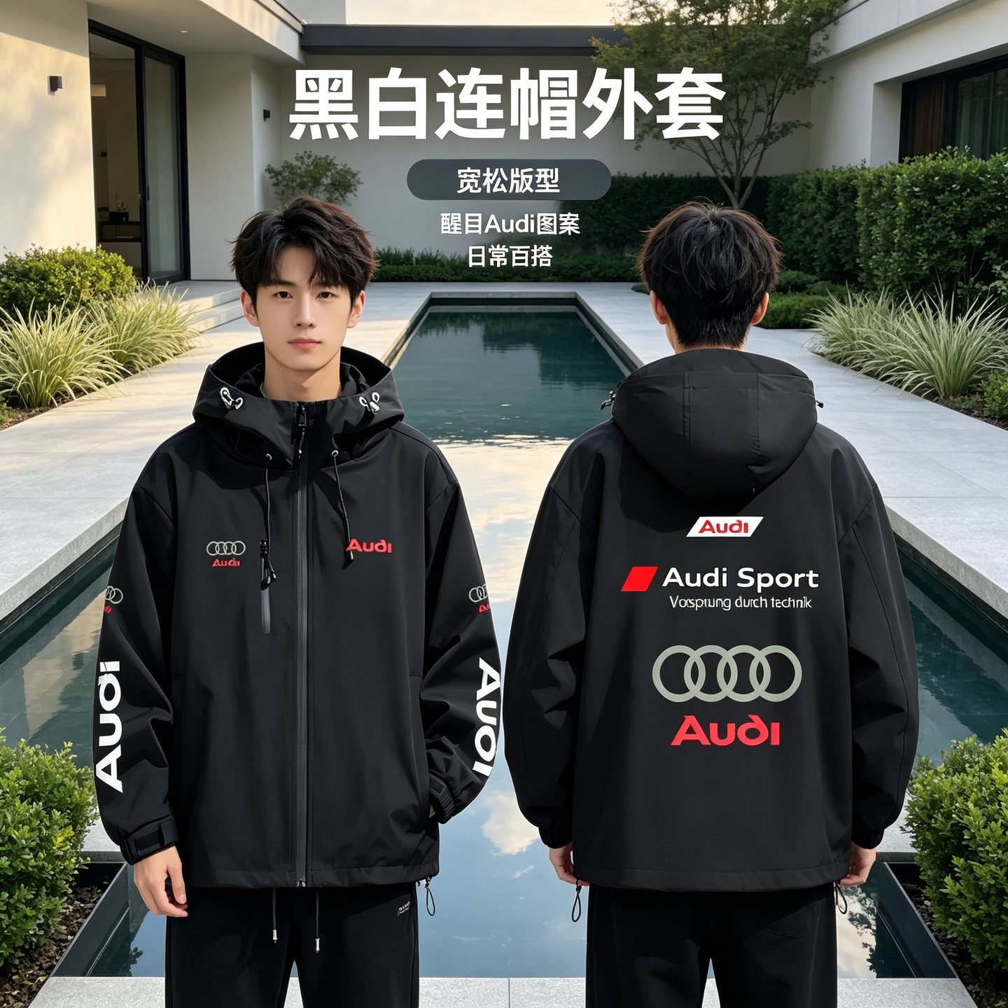 连帽秋冬新款宽松防风冲锋衣