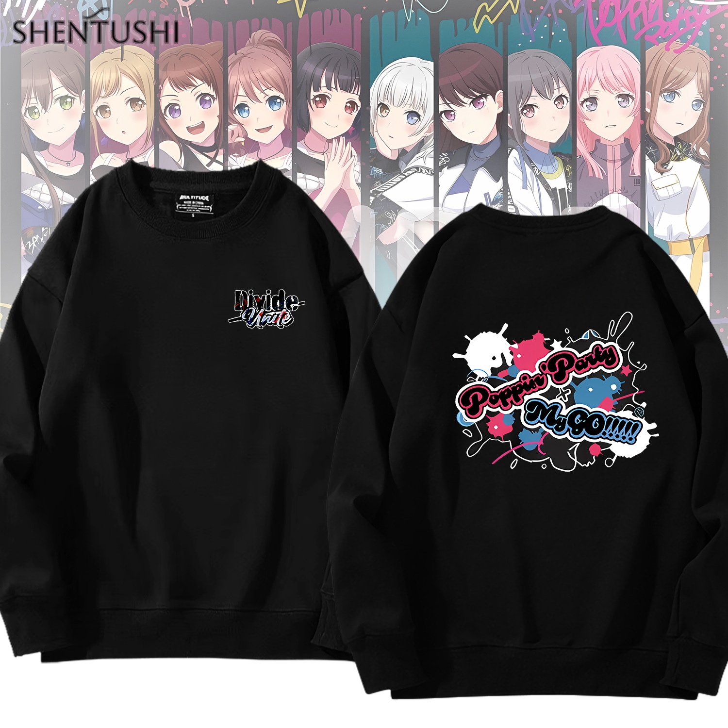 加绒柔顺亲肤保暖圆领卫衣