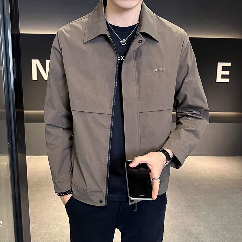 春秋翻领外套男士高级感衣服新款