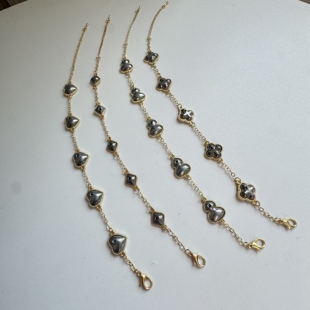 国风宋锦四瓣花蝴蝶葫芦爱心KC金手链diy材料底胚配件带盖子手作