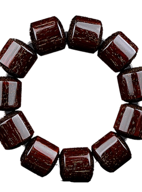 星玺男印度小叶紫檀老型桶珠手串