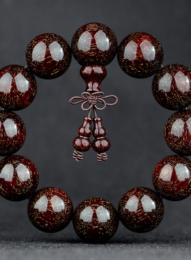 野生印度老料爆满金星小叶紫檀手串2.0男款1.8佛珠15mm手錬