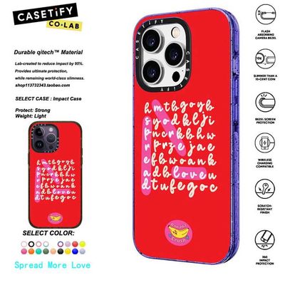 香港代购 CASETiFY  Spread More Love适用iphone15/14/13/12/11Pro/Max手机壳