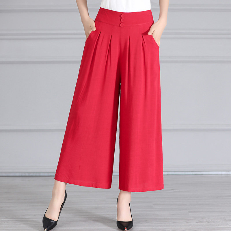 Middle and old age Women's wear Wide leg pants summer mom Culotte Easy Large High waist pants Elastic waist Square dance pantsin the Women's clothing/Boutique , Pants , Casual pants  category - from Buy2taobao.com to provide professional Taobao agent buy service