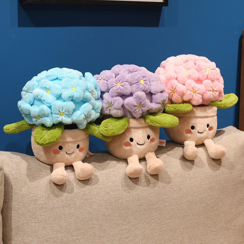 卡通趣味盆栽玩偶毛绒玩具绣球花公仔娃娃花盆抱枕家居装饰摆件女