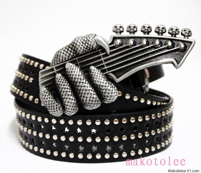 KOREAN VERSION PERSONALITY MENS BELT TREND BELT TEEN WHITE SKULL PUNK GUITAR NON-MAINSTREAM TROUSER BELT