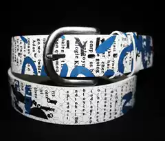 Versatile Men's Belt, Stylish Casual Men's Leather Belt, Korean Style Trendy Letter Graffiti Buckle Belt, Punk Retro Blue