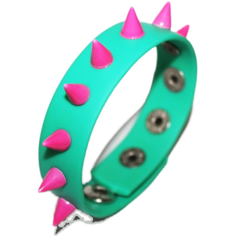 Fluorescent Pink Spiked Silicone Bracelet: Your Bold Street Style Edge - Product image 2