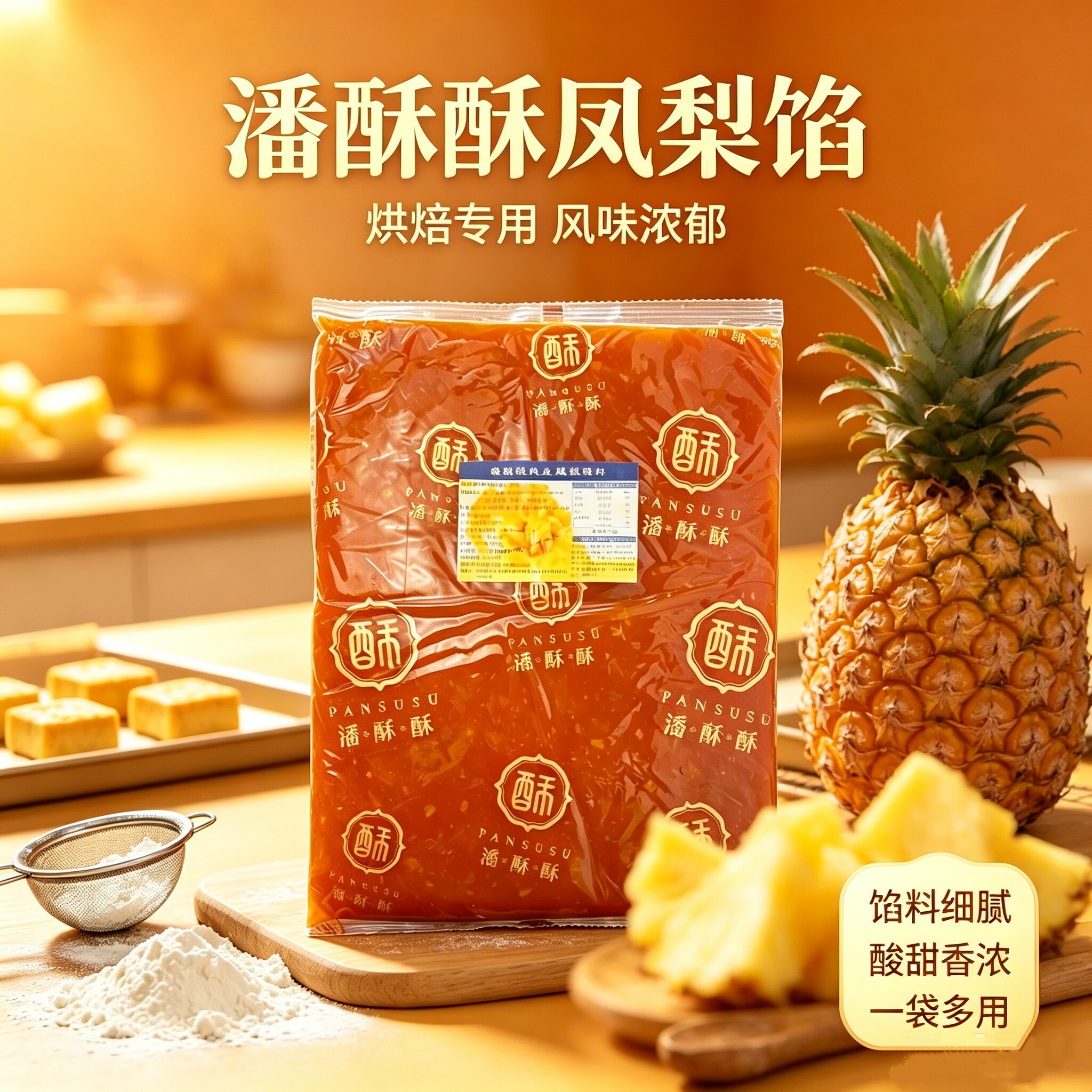 潘酥酥纯凤梨馅开袋即用5kg商用图片