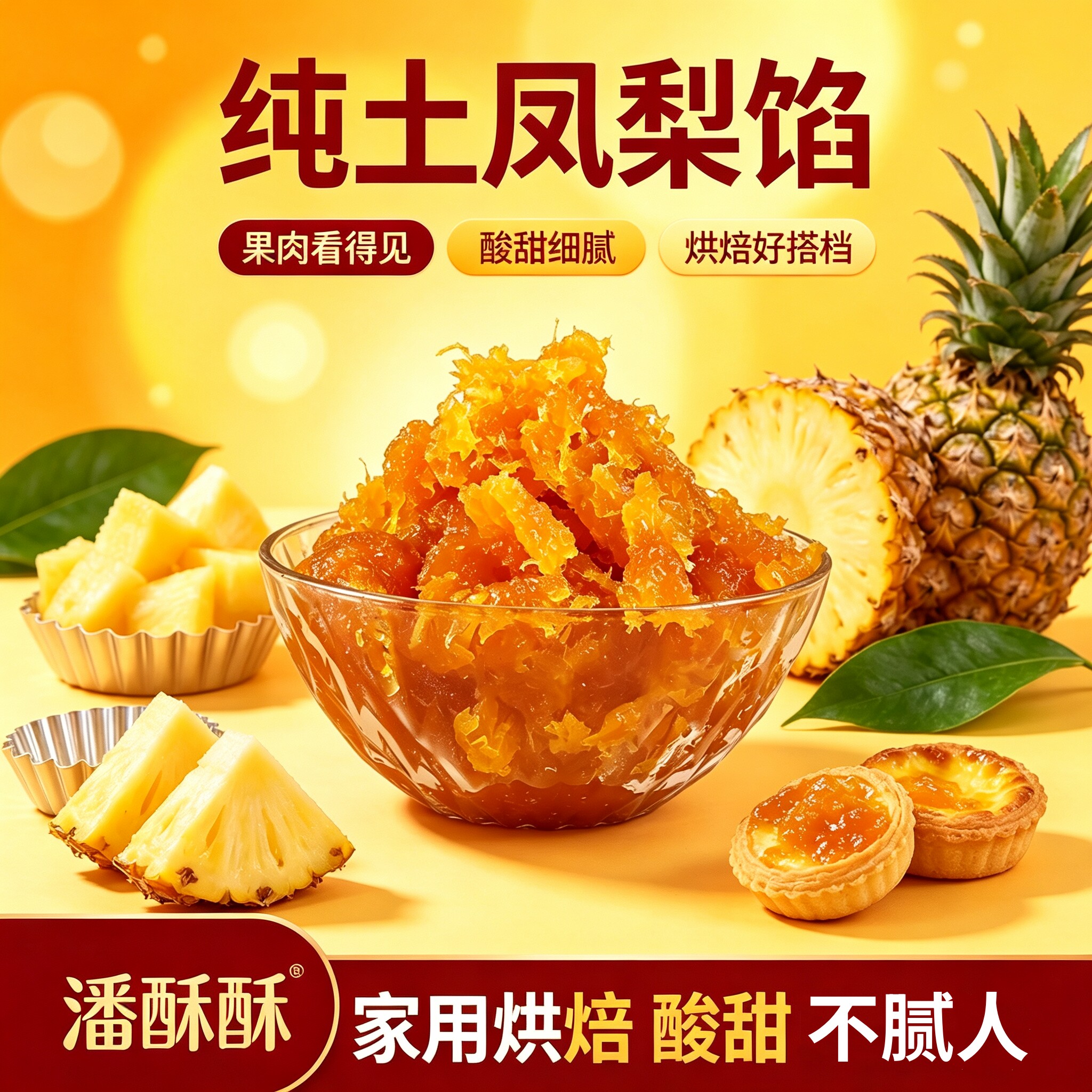 潘酥酥纯土凤梨馅低甜酸甜不腻人图片