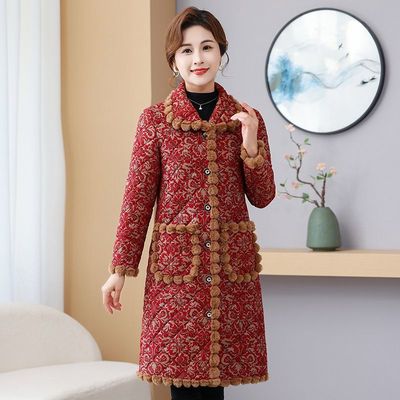 老年人睡衣冬款女加绒加厚中长款