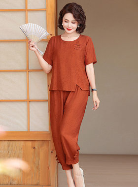 棉麻亚麻女高端睡衣夏天舒适套装