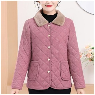 妈妈睡衣上衣单件女冬季棉衣外套加绒加厚中老年人短款保暖家居服