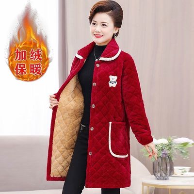 睡衣女上衣保暖加厚灯芯绒棉衣