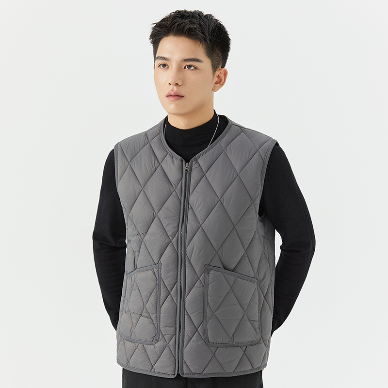 双面秋拉链羽绒棉马甲男轻薄防风