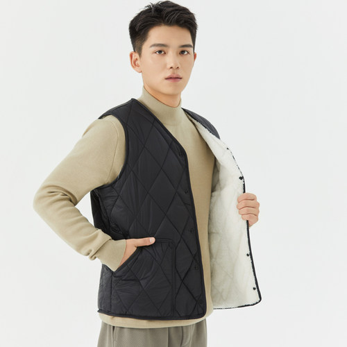 加绒加厚修身秋冬保暖男轻薄马甲