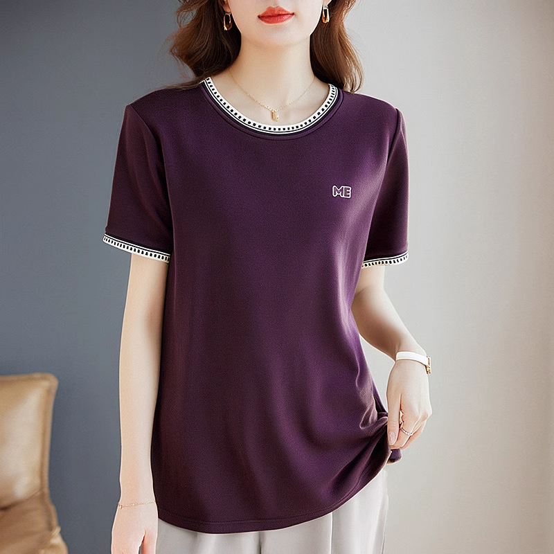 短袖t恤女装夏季新款洋气妈妈体恤衫大码宽松胖mm百搭女士上衣服