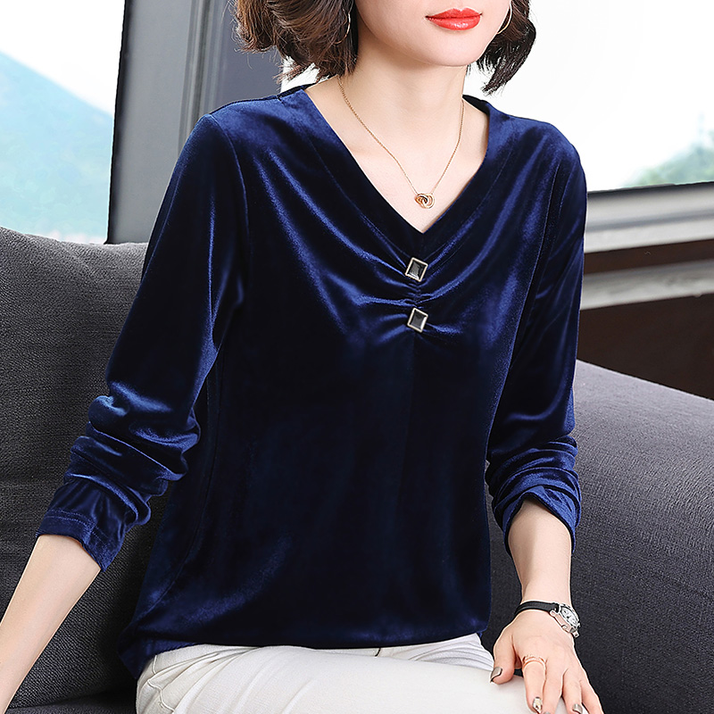 金丝绒打底衫女长袖t恤上衣