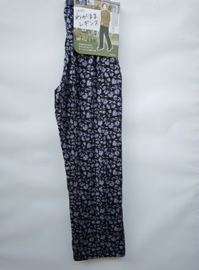 日本单外贸尾货碎花图案打底裤女外穿带口袋M-L