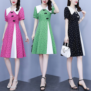 RM7606#大码女装2023夏季新款胖妹妹旗袍改良版时尚修身中长款连衣裙