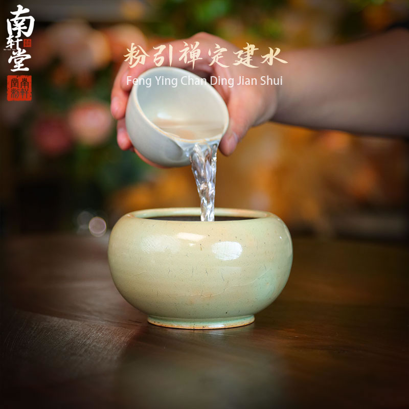 全手工粉引萩烧茶洗家用陶瓷茶渣缸小号水盂建水废水桶功夫茶配件
