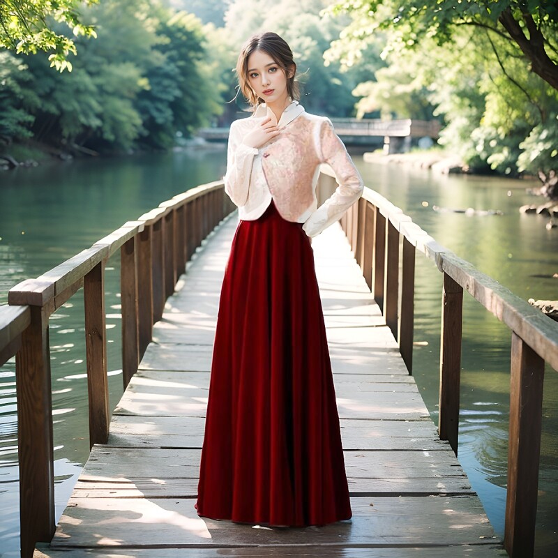 2025粉色敬酒服新娘高级红色中式订婚裙长袖加厚秋冬结婚回门礼服