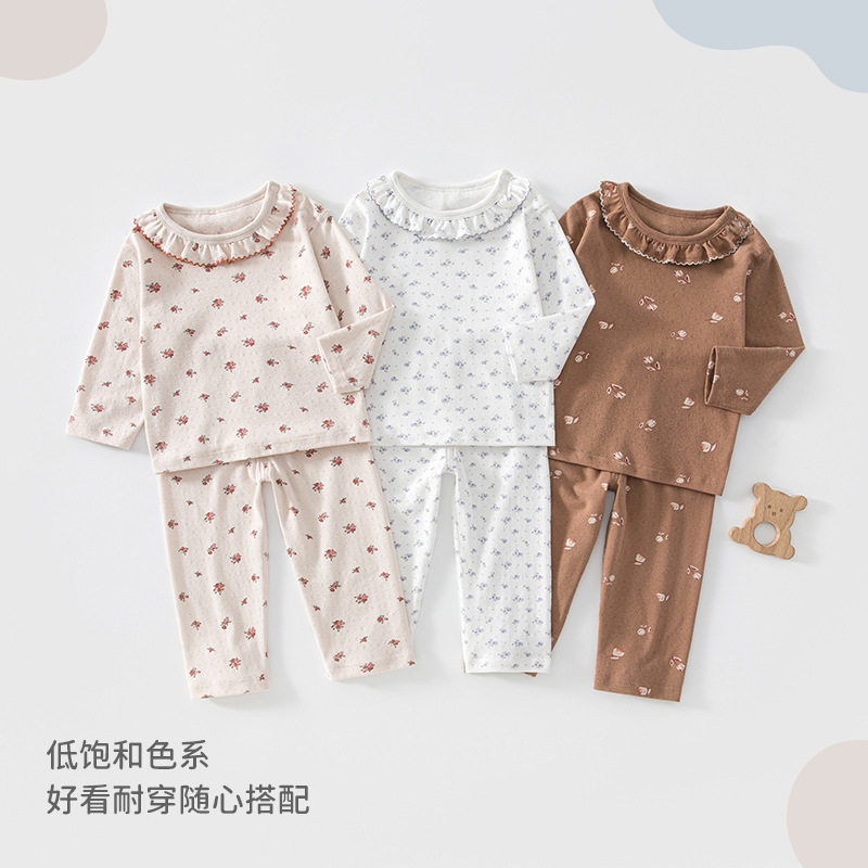 婴幼儿早秋纯棉无骨小碎花长袖套