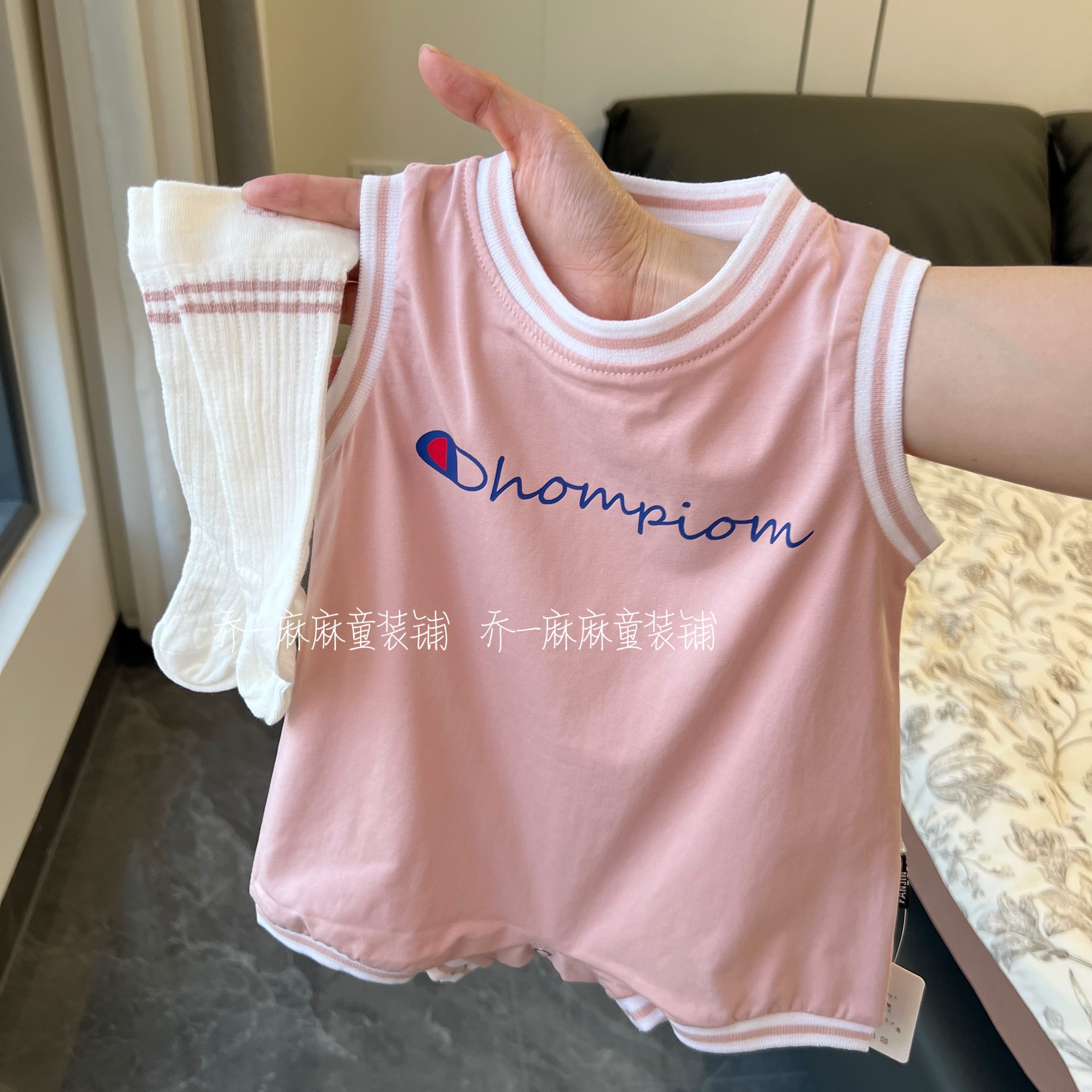 ins网红篮球哈衣夏季新款足球爬服连体衣男女宝宝童装背心包屁衣