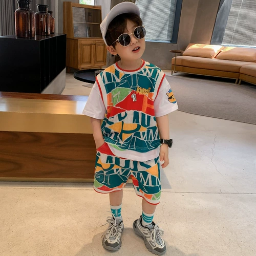 Летняя одежда, летние нарукавники, летний детский спортивный комплект, короткий рукав, подходит для подростков, в западном стиле