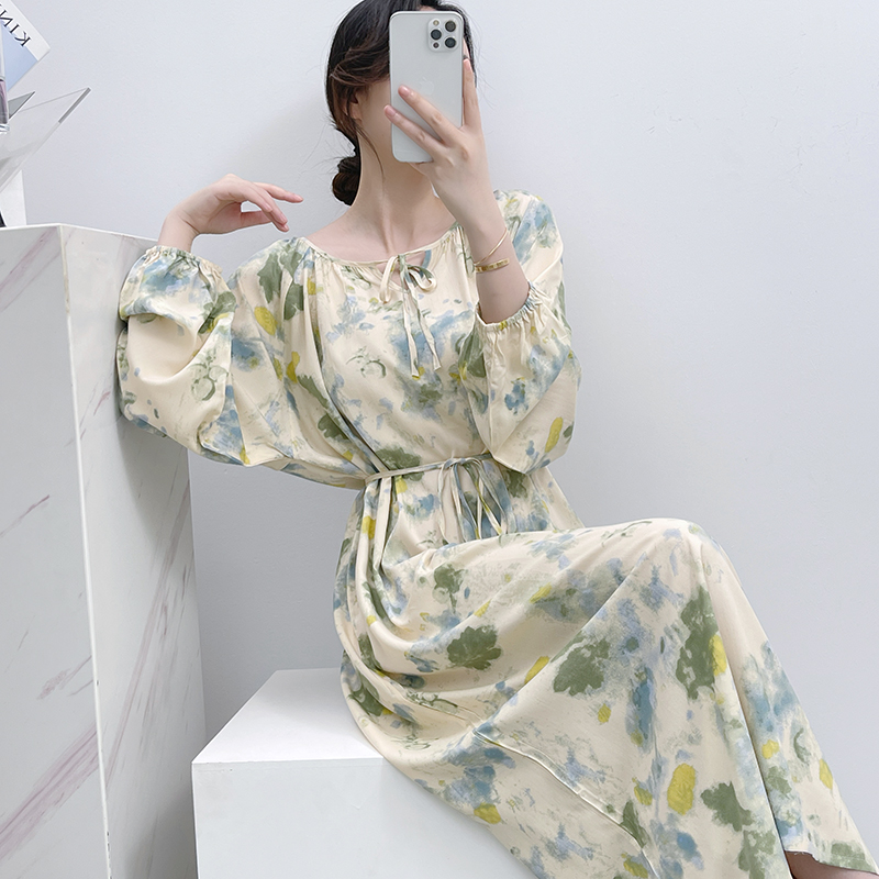 人造棉睡裙女士春夏季棉绸睡衣胖妹妹孕妇裙妈妈款大码宽松连衣裙