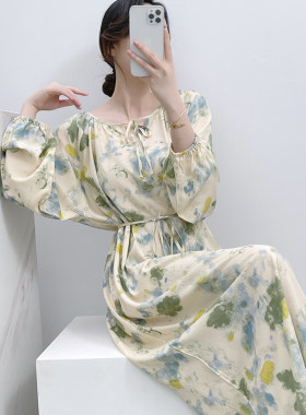 人造棉睡裙女士春夏季棉绸睡衣胖妹妹孕妇裙妈妈款大码宽松连衣裙