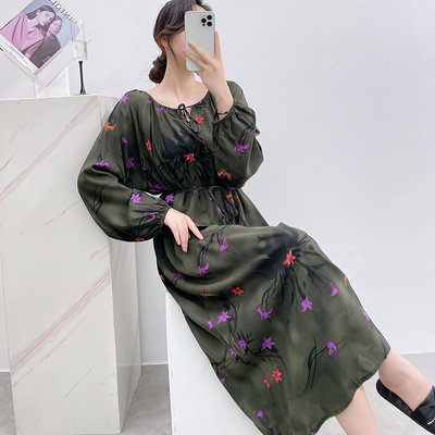 长袖睡裙女夏季棉绸睡衣甜美可外穿长裙新中式国风高级感连衣裙薄