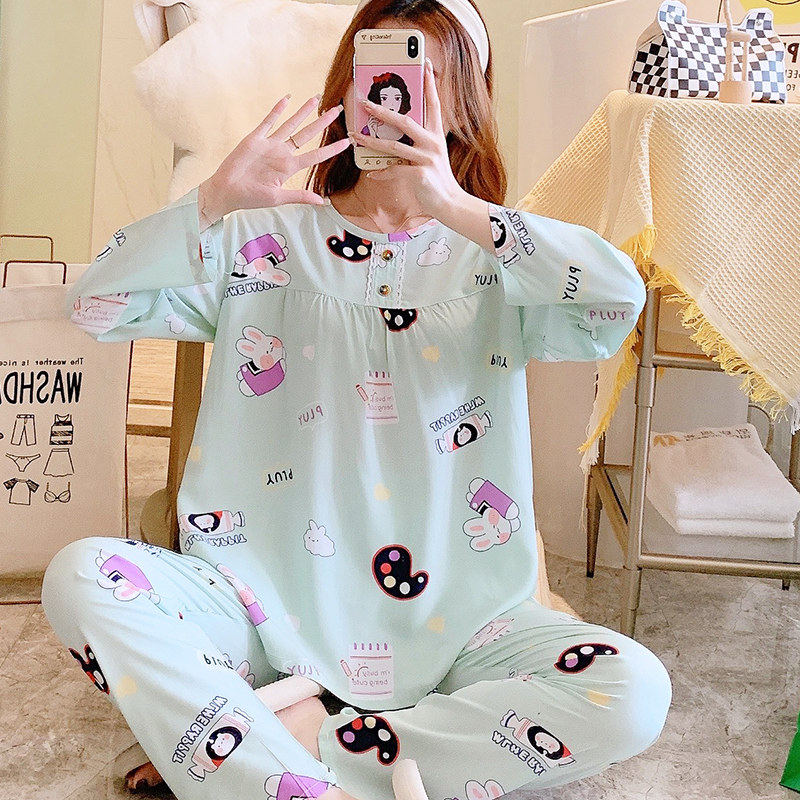 睡衣女春秋薄款棉绸可爱卡通绵绸女夏季两件套长袖长裤家居服外穿,女士内衣/男士内衣/家居服,睡衣/家居服套装,淘宝优惠券,粉丝福利购,淘宝优惠卷