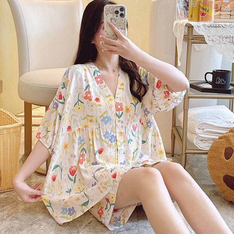 女夏薄款睡衣甜美学生绵绸套装