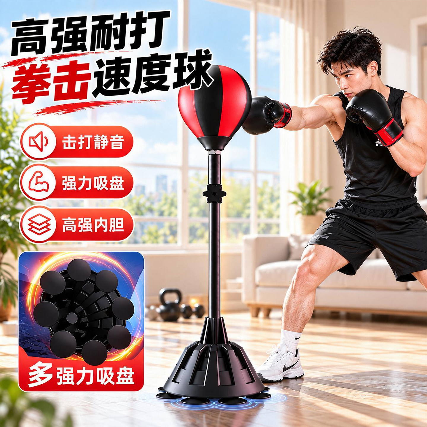 拳击反应球成人儿童速度球靶立式训练器材躲闪练拳搏击不倒翁沙袋
