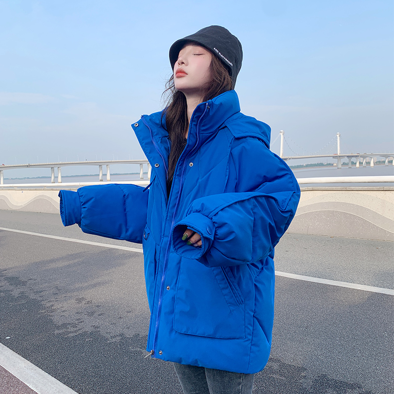 克莱因蓝面包服短款羽绒棉衣棉服女2025年新款潮秋冬季外套厚棉袄