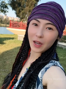 张柏芝同款头巾嘻哈复古街头风个性独特条纹包头帽发带纯棉发带