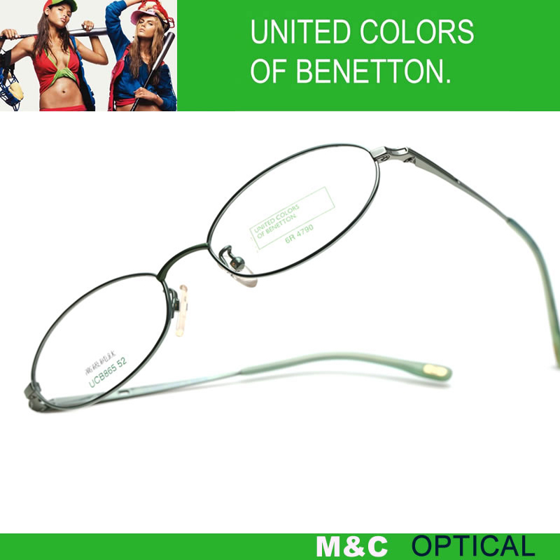 BENETTON贝纳通UCB865椭圆全框男女通用纯钛超轻商务近视眼镜架