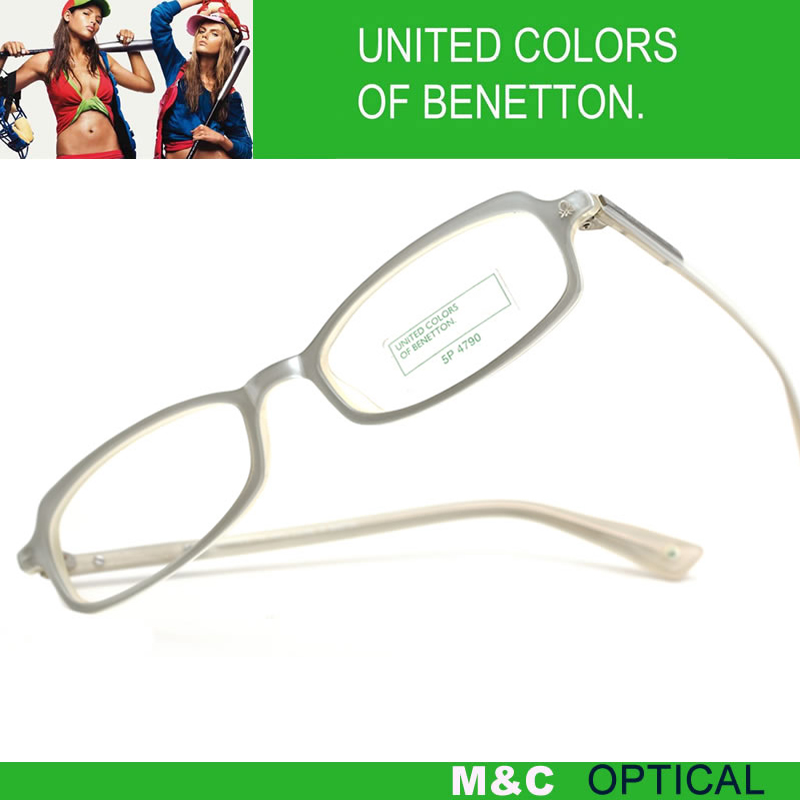 BENETTON贝纳通UCB889白色全框休闲轻便板材男女通用近视眼镜架