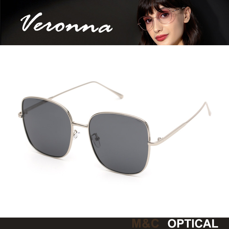 维罗纳 银色方框太阳镜大镜片超大瘦脸男女通用款简约大气