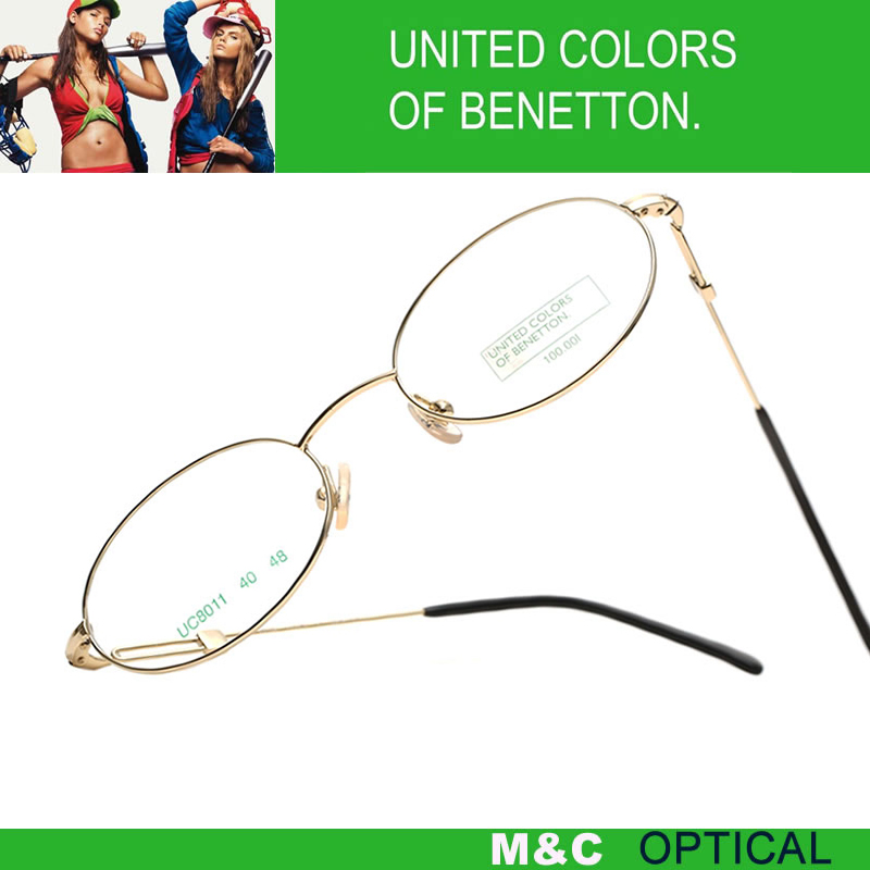BENETTON贝纳通UC8011小框型椭圆形全框复古男女通用近视眼镜架