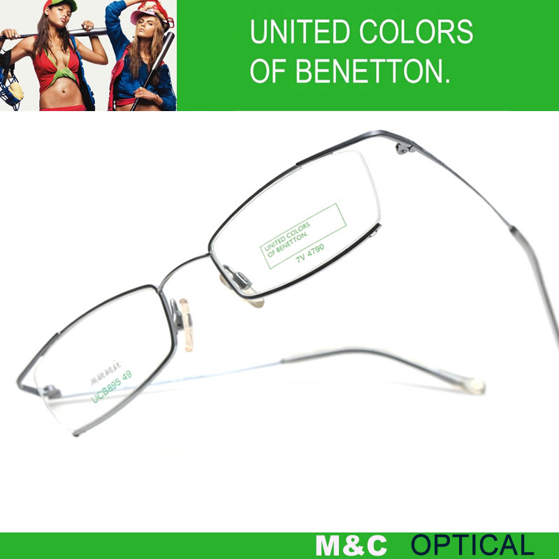 BENETTON贝纳通UCB895个性侧半框纯钛超轻休闲男女通用近视眼镜架