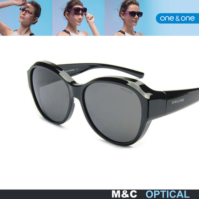 one&one偏光太阳镜套镜 复古近视眼镜男女墨镜76065 76066