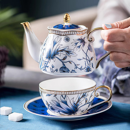 子母壶单人杯壶套装欧式家用下午茶茶壶复古骨瓷咖啡杯一壶一杯