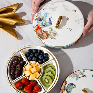 骨瓷果盘过年糖果盒高级轻奢客厅茶几点心收纳盒干果盒零食摆放盘