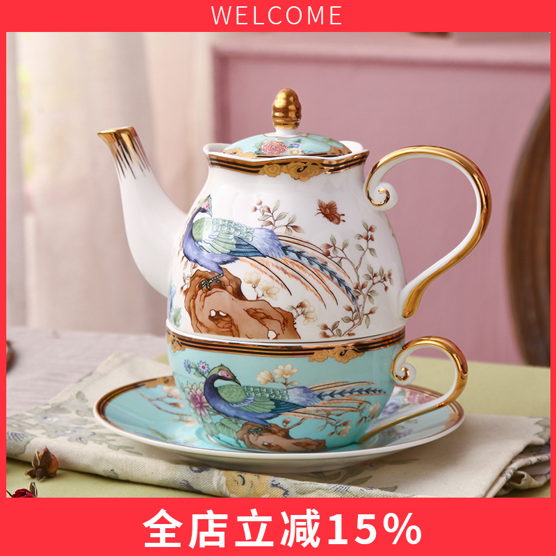 创意高颜值泡茶壶花茶具整套带杯碟国潮单人子母壶套装陶瓷茶壶