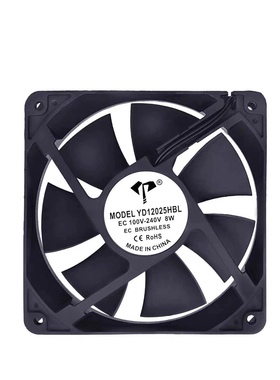 EC12025 12038交直流风机100V-240V通用大风量机柜散热风扇12cm