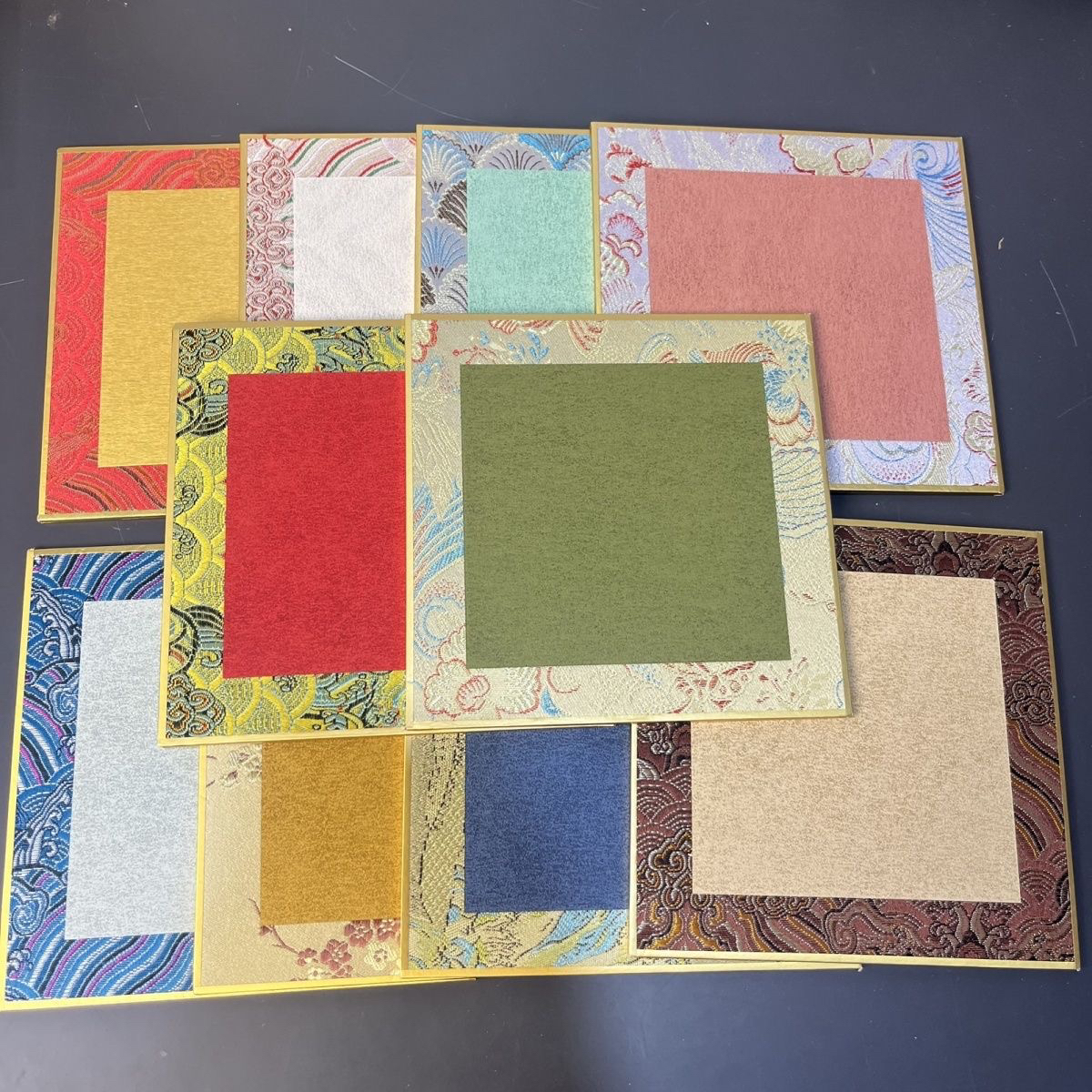 15×15厘米宋锦硬卡中国风文创礼品手写书法小福卡宣纸摆台车挂