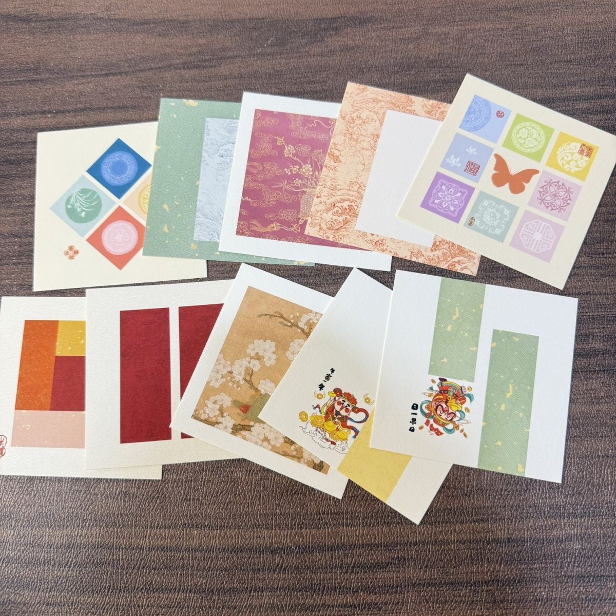 4寸文创蜡染卡纸10cm九宫格摆台diy空白书法作品半生熟可配框